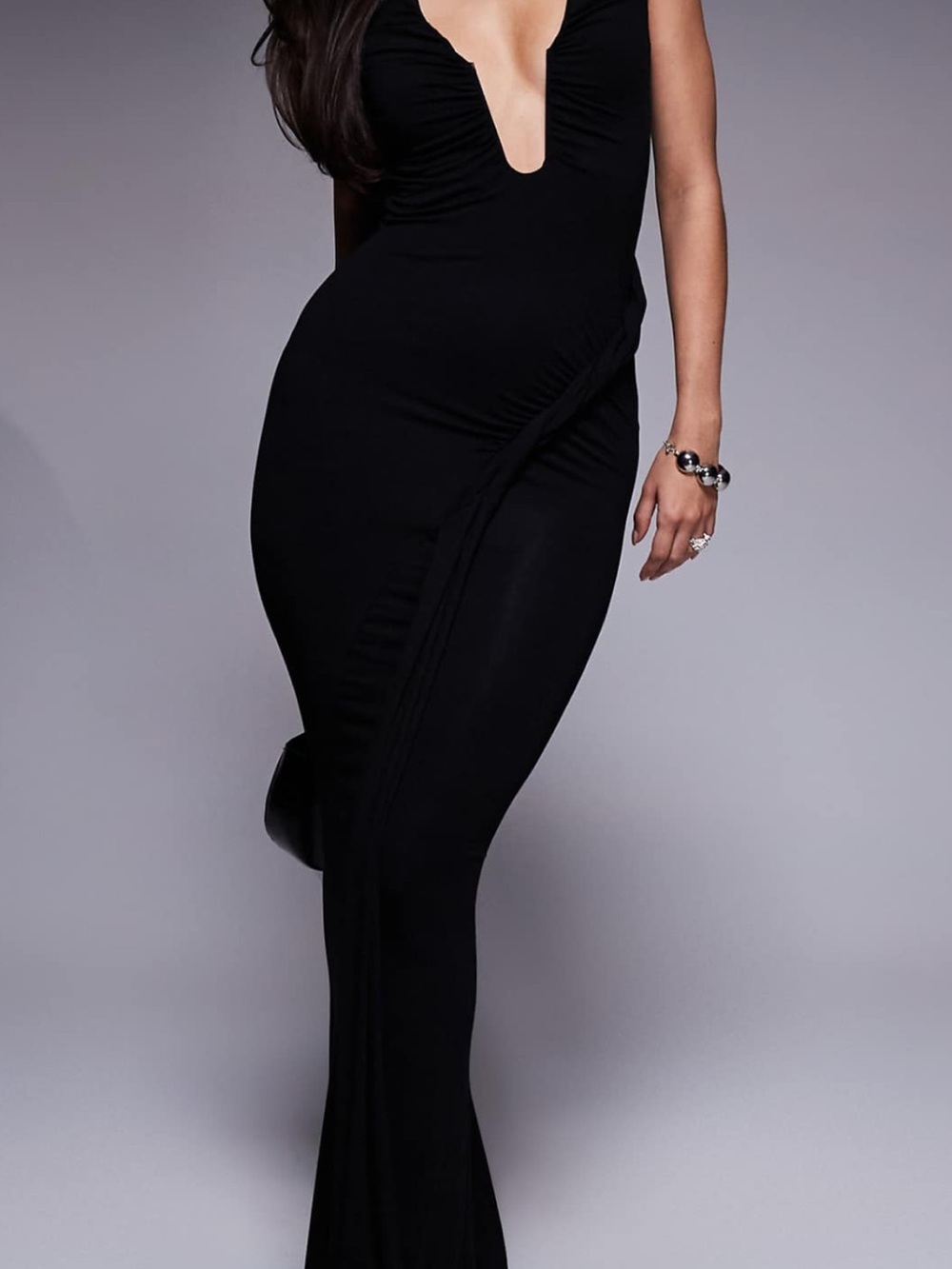 ASOS Black Plunge Maxi Dress